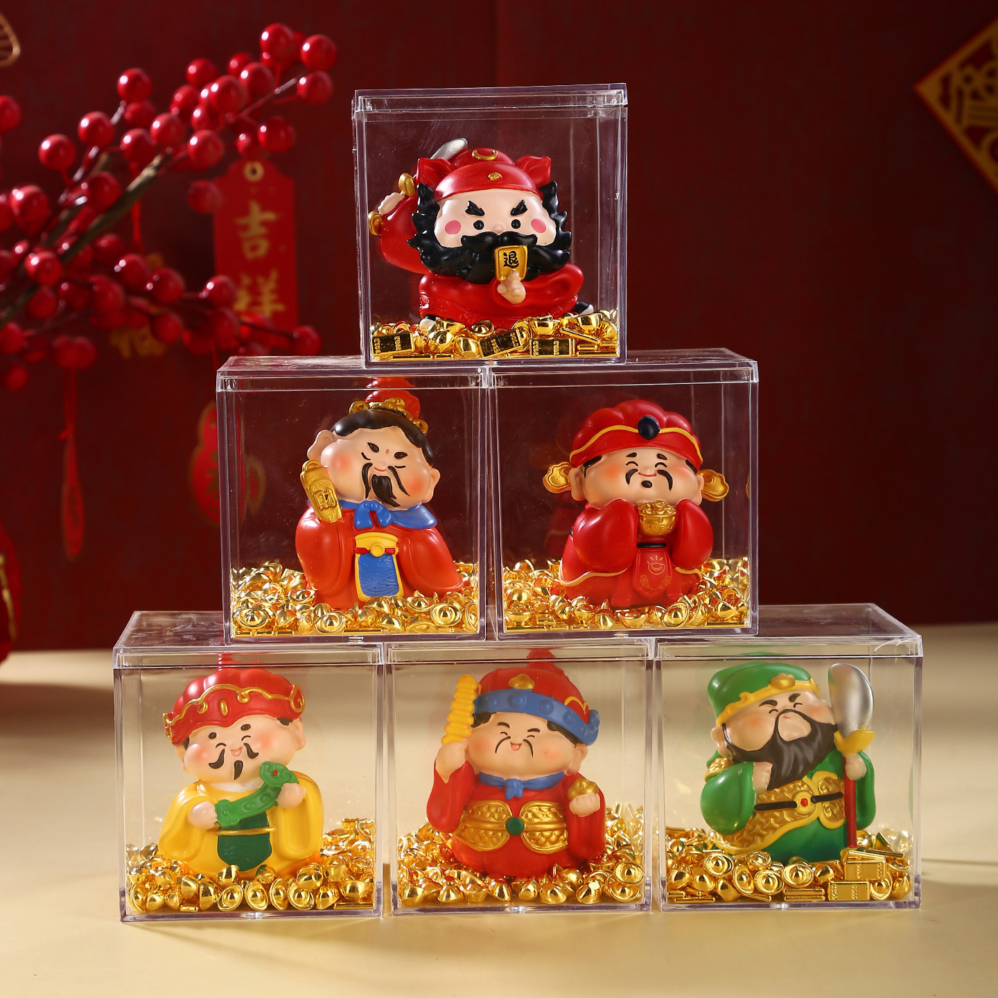 马年五路财神关公钟馗摆件办公室桌面工位招财装饰聚财盒新年礼物,家居饰品,装饰摆件,淘宝优惠券,粉丝福利购,淘宝优惠卷