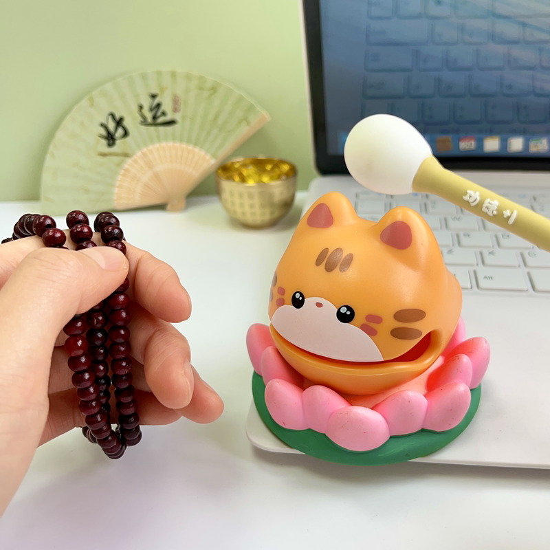 小木鱼解压玩具桌面摆件敲治愈情绪稳定神器小猫咪儿童生日礼物女