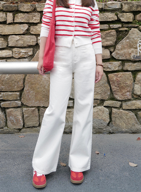 INNQ【神仙白牛】高品质莱赛尔春夏高腰窄版阔腿经典直筒牛仔长裤