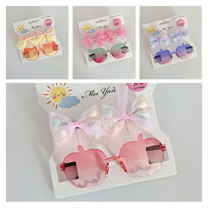 网红新款蝴蝶结发夹苹果太阳镜