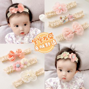 婴儿发带护囟门发箍头带女宝宝蝴蝶结头饰新生儿甜美花朵发饰头箍