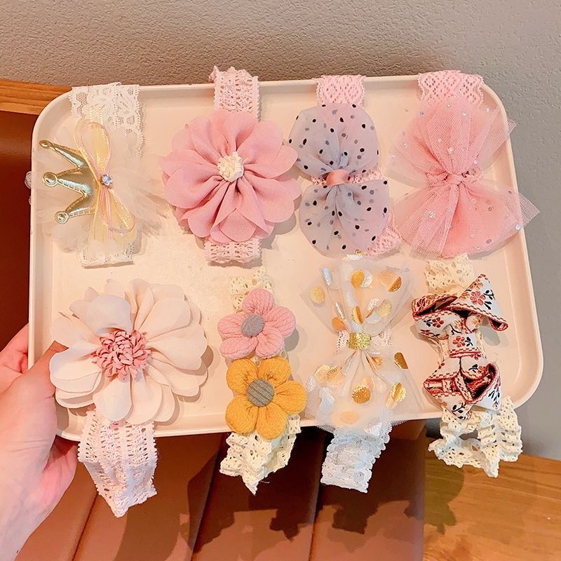 新生儿0-3岁发箍周岁头饰蝴蝶结婴儿发带女宝宝护囟门帽头花发饰