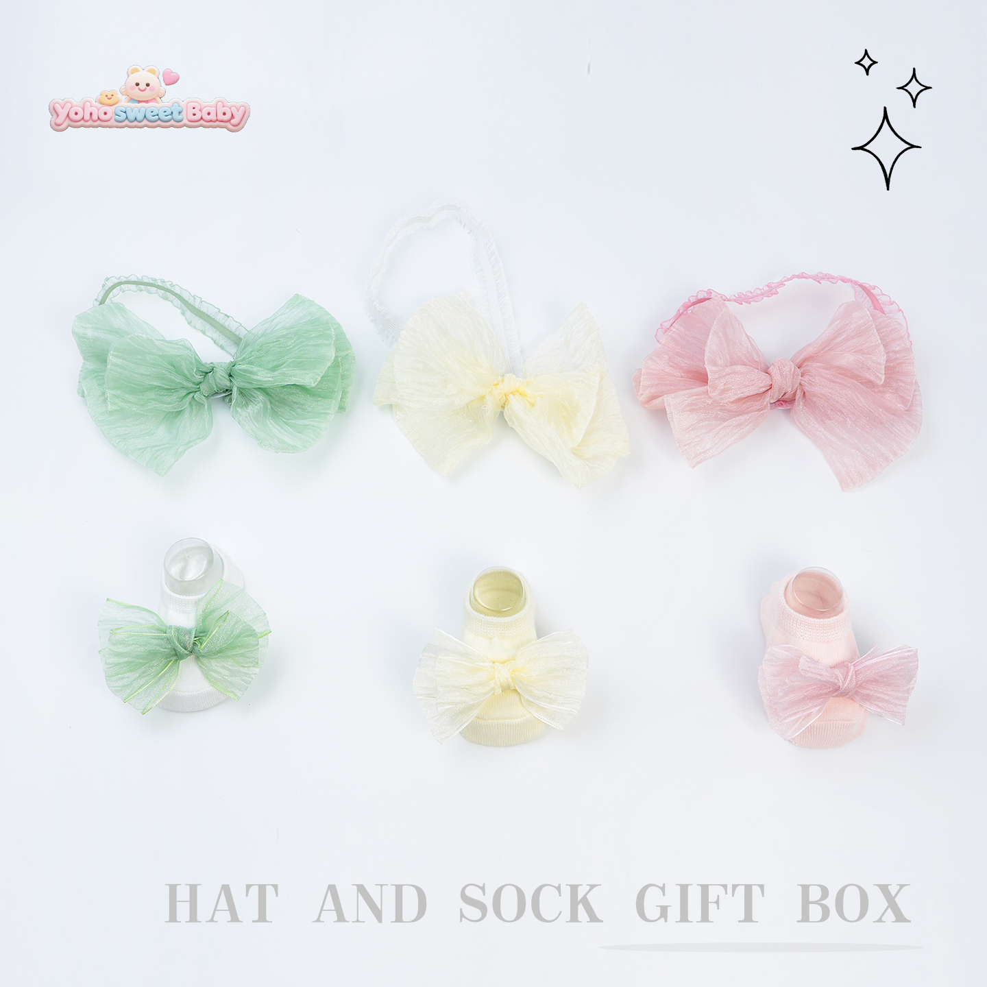 2025新款婴儿发带袜子礼盒套装
