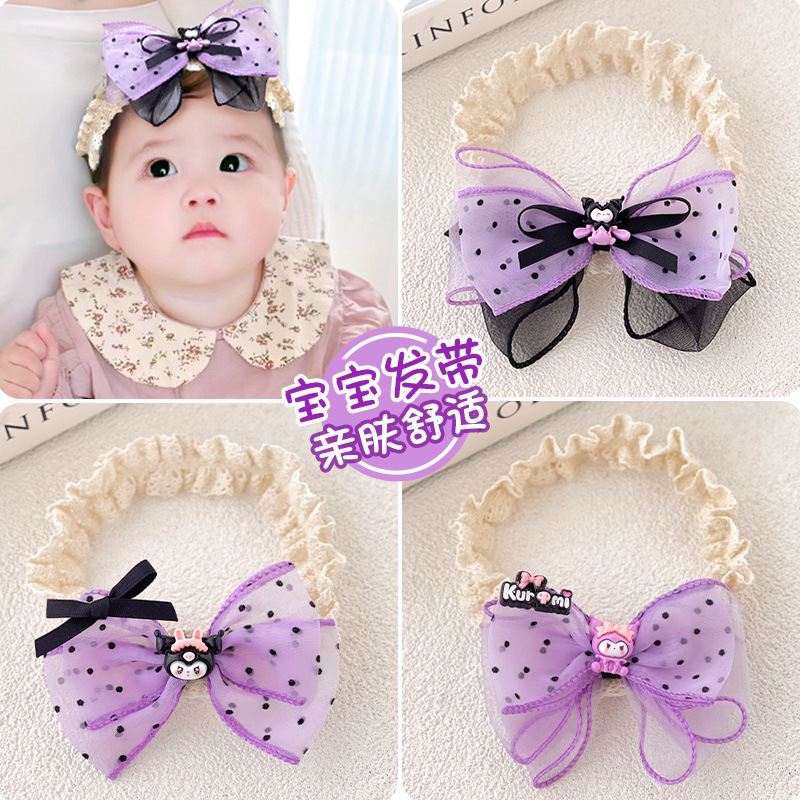 婴儿卡通高弹力不勒头囟门发箍2025新款宝宝库洛米蝴蝶结发带发饰
