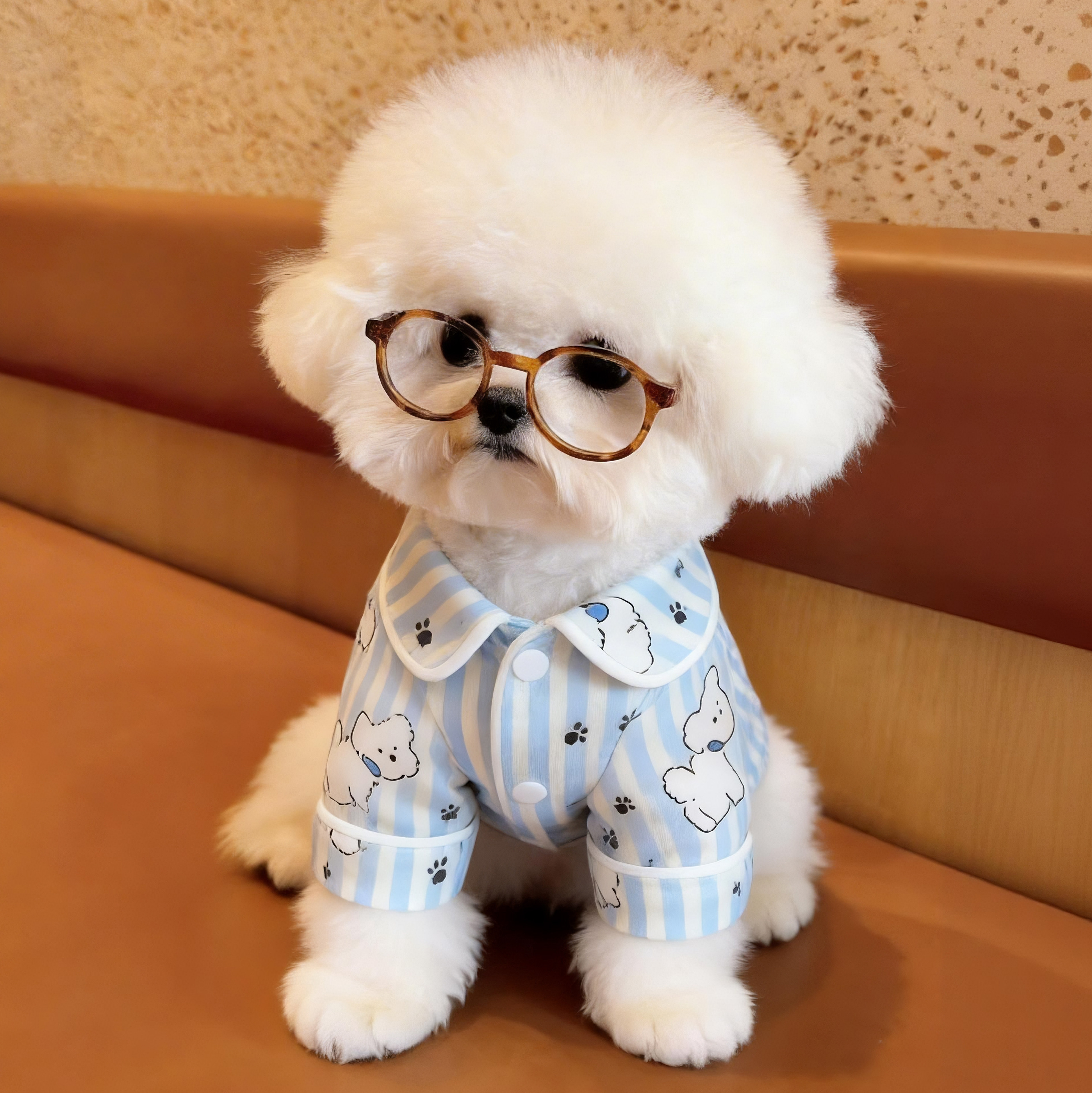 狗狗衣服薄款透气条纹衬衫休闲舒适春夏秋季睡觉居家宠物猫咪睡衣