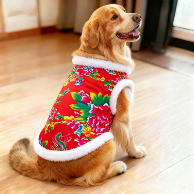 东北大花唐装马甲印花宠物背心