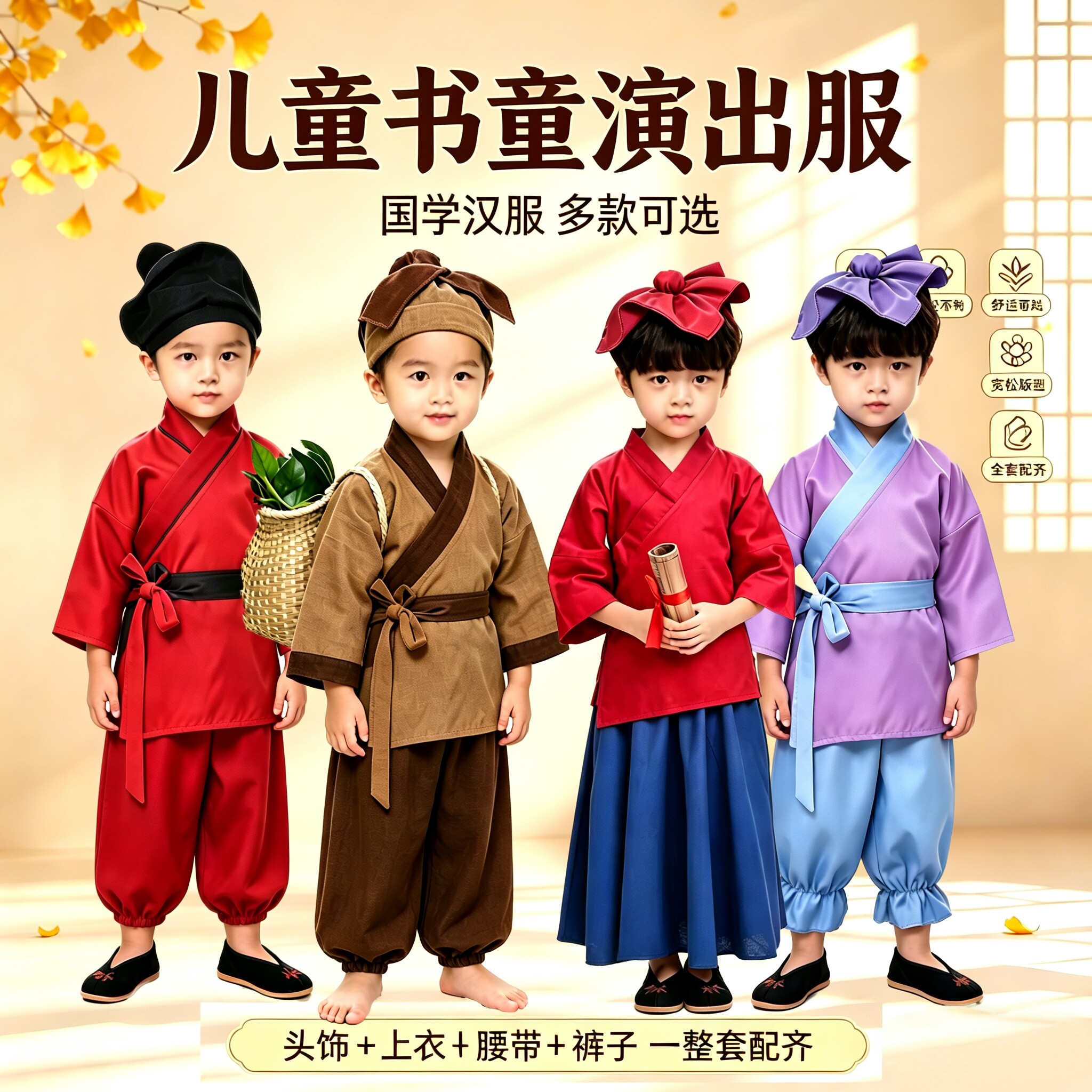 幼儿国学开笔礼课本剧舞台表演服