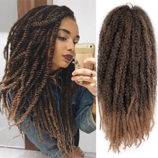 廠家假發 braids鉤針發化纖假發 歐美大毛毛蟲臟辮假發女marley