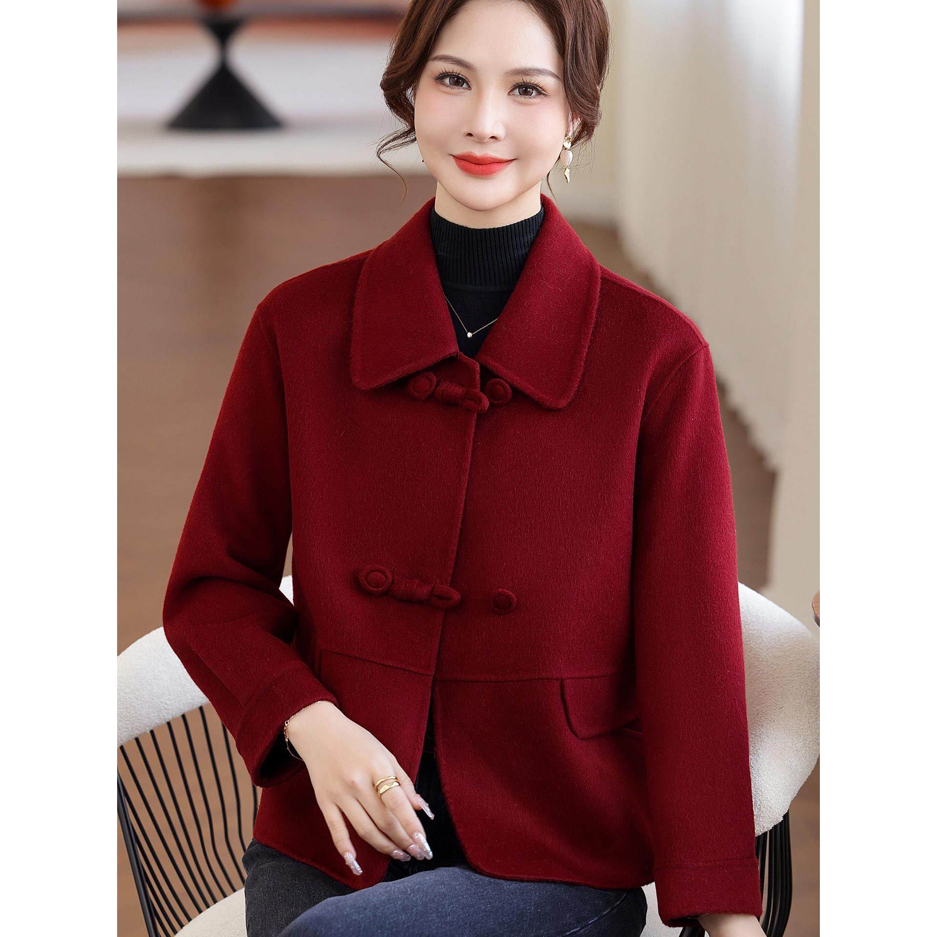 小个子妈妈装新款羊毛双面呢大衣中老年女短款喜婆婆婚宴春秋外套,女装/女士精品,中老年女装,淘宝优惠券,粉丝福利购,淘宝优惠卷