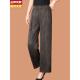 休闲裤 直筒裤 春夏秋 子中老年妈妈冰丝松紧腰龟裂纹阔腿裤 香云纱裤