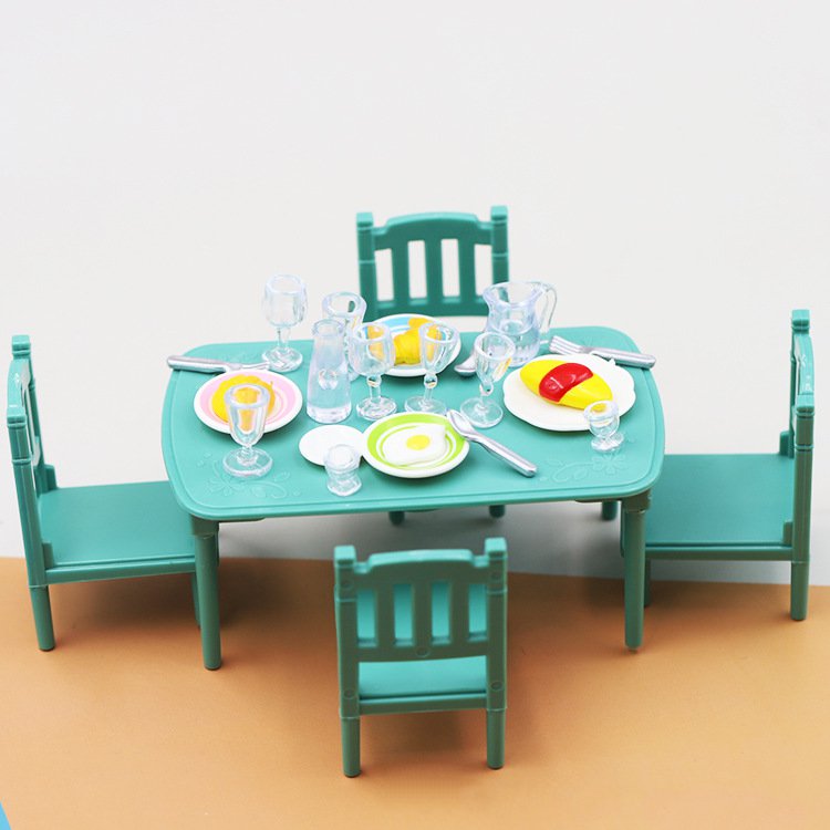 迷你厨房橱柜仿真餐桌椅子餐具