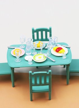 迷你厨房橱柜仿真餐桌椅子餐具