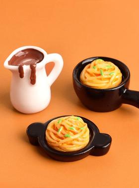 微缩食玩意面烤盘锅仔黑胡椒汁意大利面娃娃diy配饰树脂配件摆件