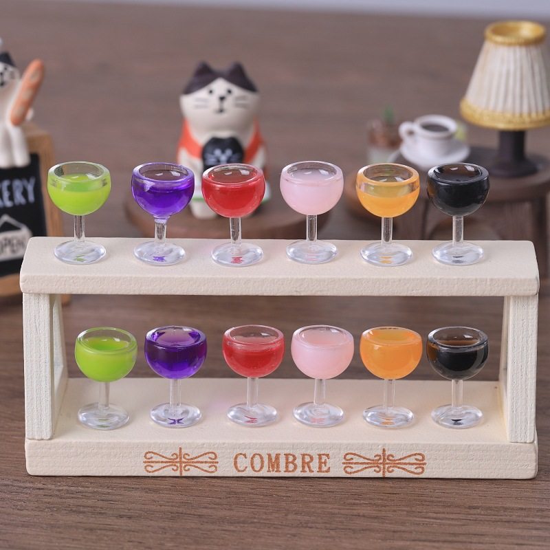 微缩食玩仿真高脚红酒杯鸡尾酒模型摆件娃娃屋生活布景拍摄道具