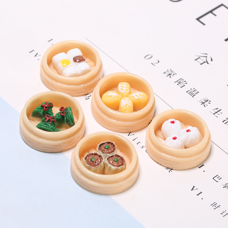 迷你小笼包蒸饺粽子食物小摆件