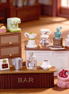 微景观创意摆件杯子咖啡机幸运咖啡小屋 娃娃屋家居装饰品摆件