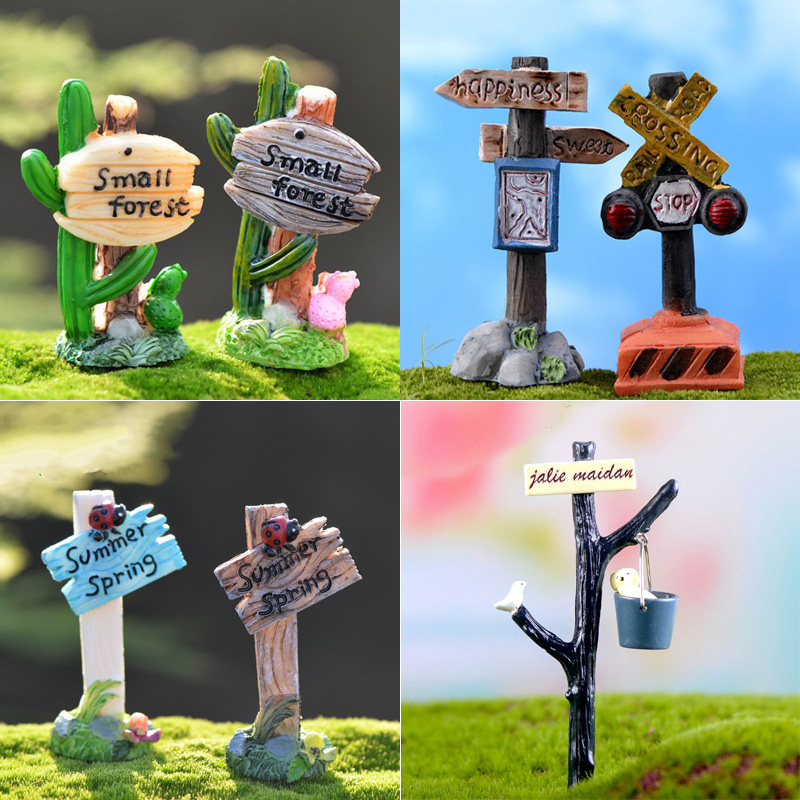 微景观树脂指路牌方向牌小摆件
