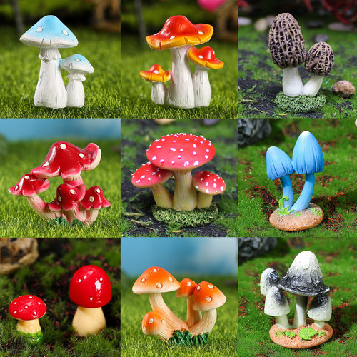 迷你仿真小蘑菇多肉花盆造景摆件