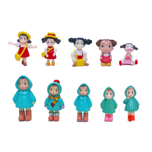 微景观迷你人偶diy卡通小女孩雨衣小梅造景装饰品可爱小摆件