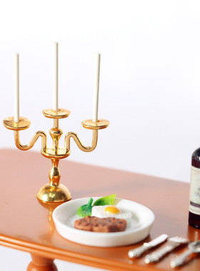 复古轻奢烛台蜡烛灯食玩场景模型