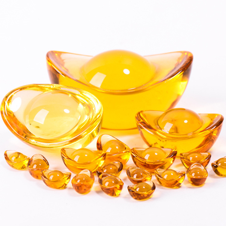 黄水晶元宝摆件铜钱桌面