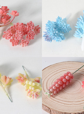 仿真多肉绿植塑料植物植绒花头娃娃屋仙人掌盆栽组合微景观小摆件