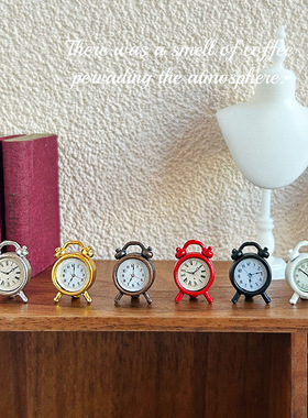迷你仿真白色小闹钟娃娃屋装饰品
