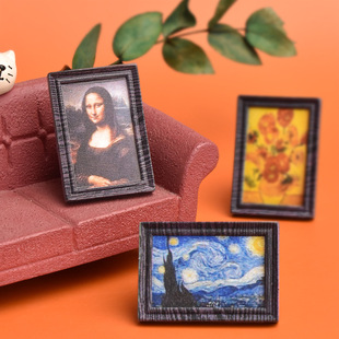 微缩食玩迷你油画星空壁画娃娃屋桌面树脂小摆件DIY微景观配件