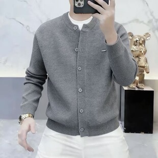 高档圆领针织开衫外套男士春季新款时尚潮流毛衣轻奢男装25933