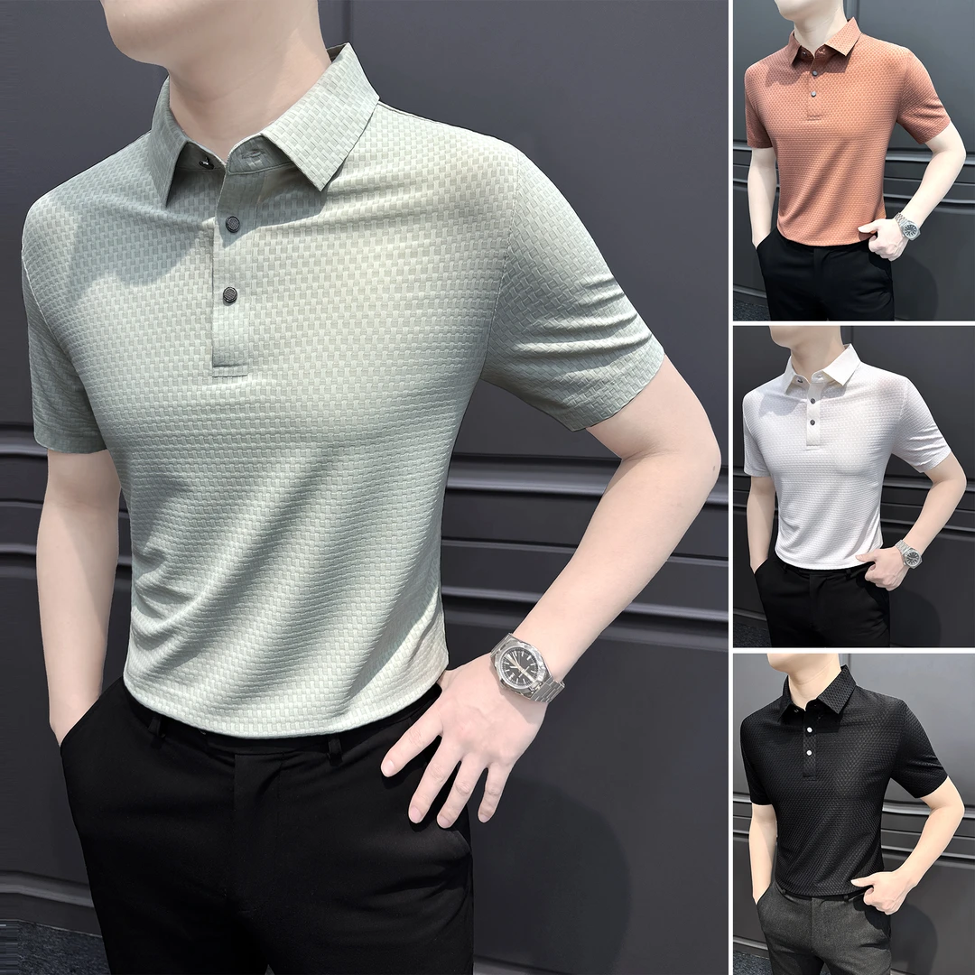 冰丝无痕polo衫男款爆款2026新款痞帅高级感男装春夏款短袖男t恤