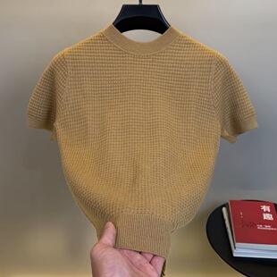 【时尚简约】秋冬圆领针织短袖毛衣男士半袖打底衫轻奢男装1117