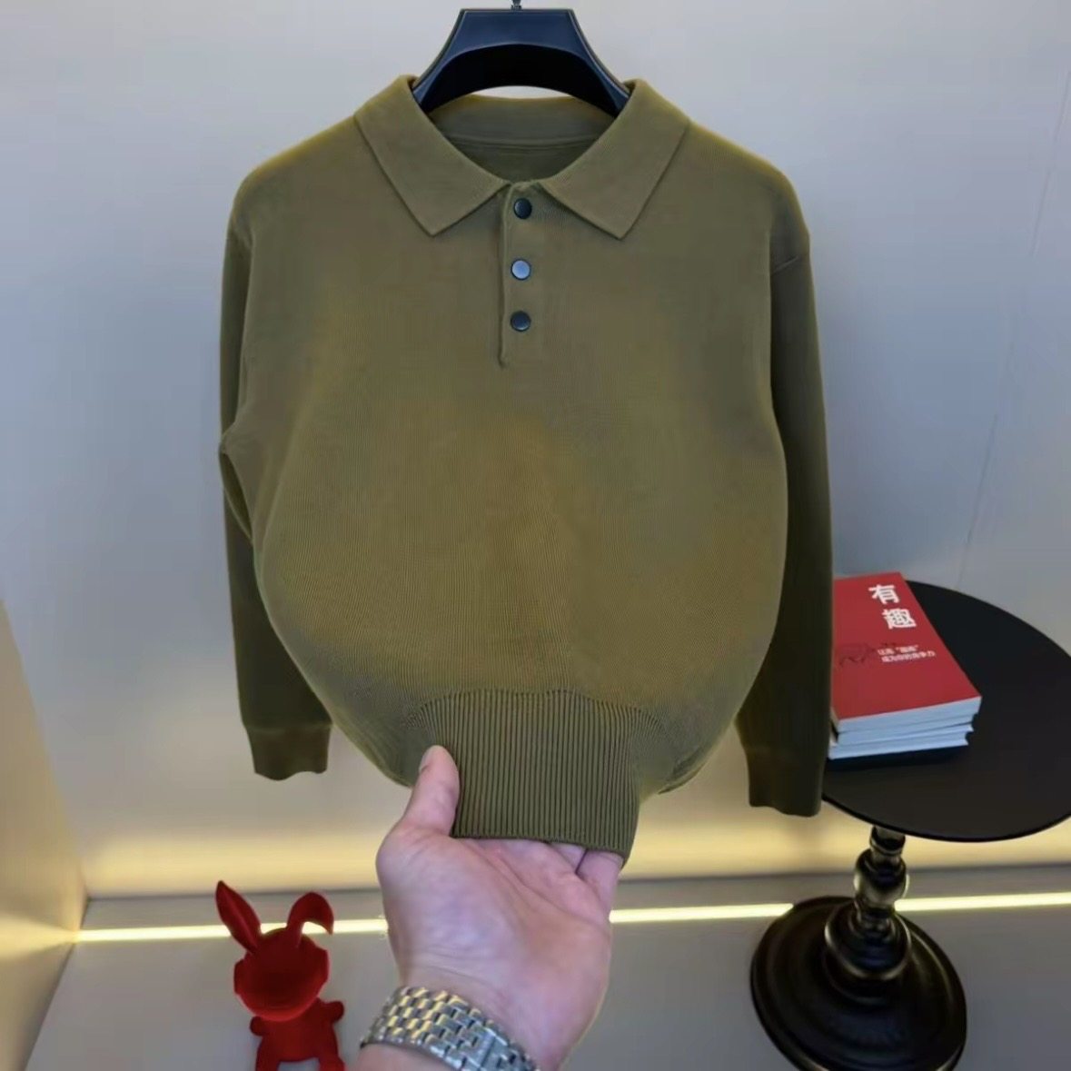【高档轻奢】男士秋冬季美式复古潮流纯色Polo领针织衫潮流9687,男装,针织衫/毛衣,淘宝优惠券,粉丝福利购,淘宝优惠卷