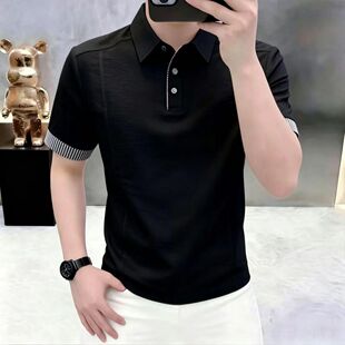 高档轻奢夏季新款男士休闲时尚潮流帅气百搭翻领短袖POLO衫382