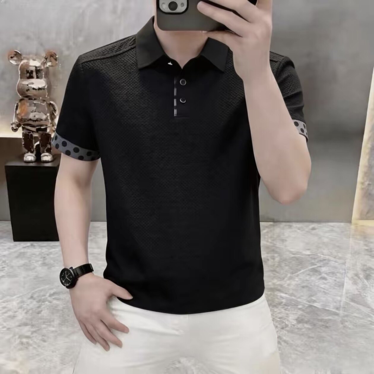 高档轻奢夏季新款男士潮流时尚商务休闲百搭翻领短袖POLO衫8355