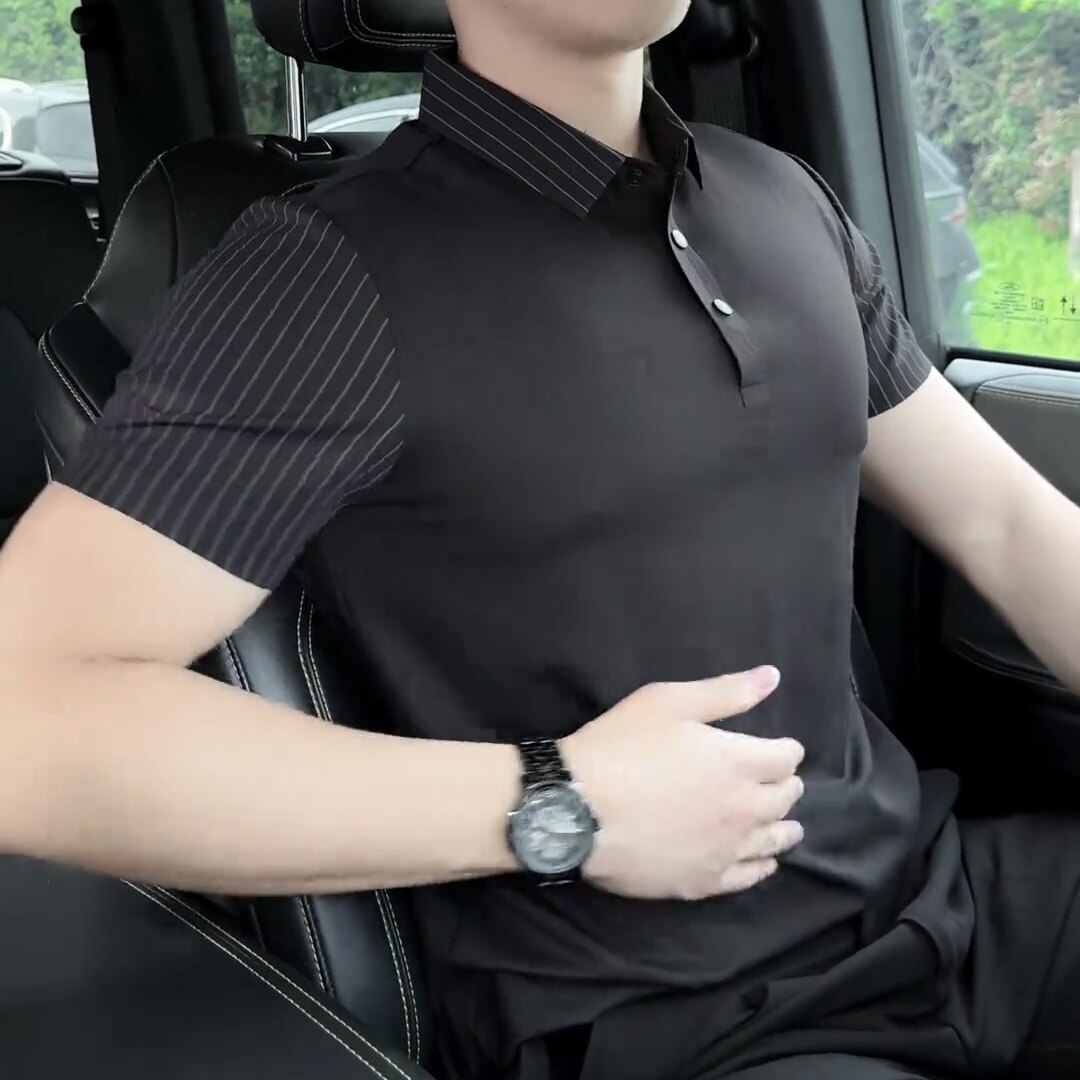 条纹polo衫短袖男款爆款2026新款夏季高级感男装商务休闲男士t恤