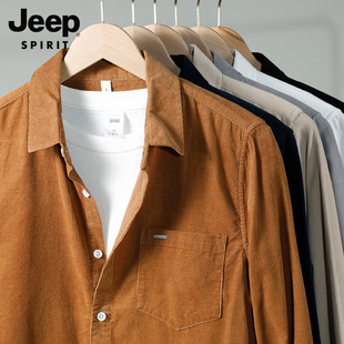 断码清仓灯芯绒长袖衬衫男士春夏季外套式高级感纯棉打底青年上衣