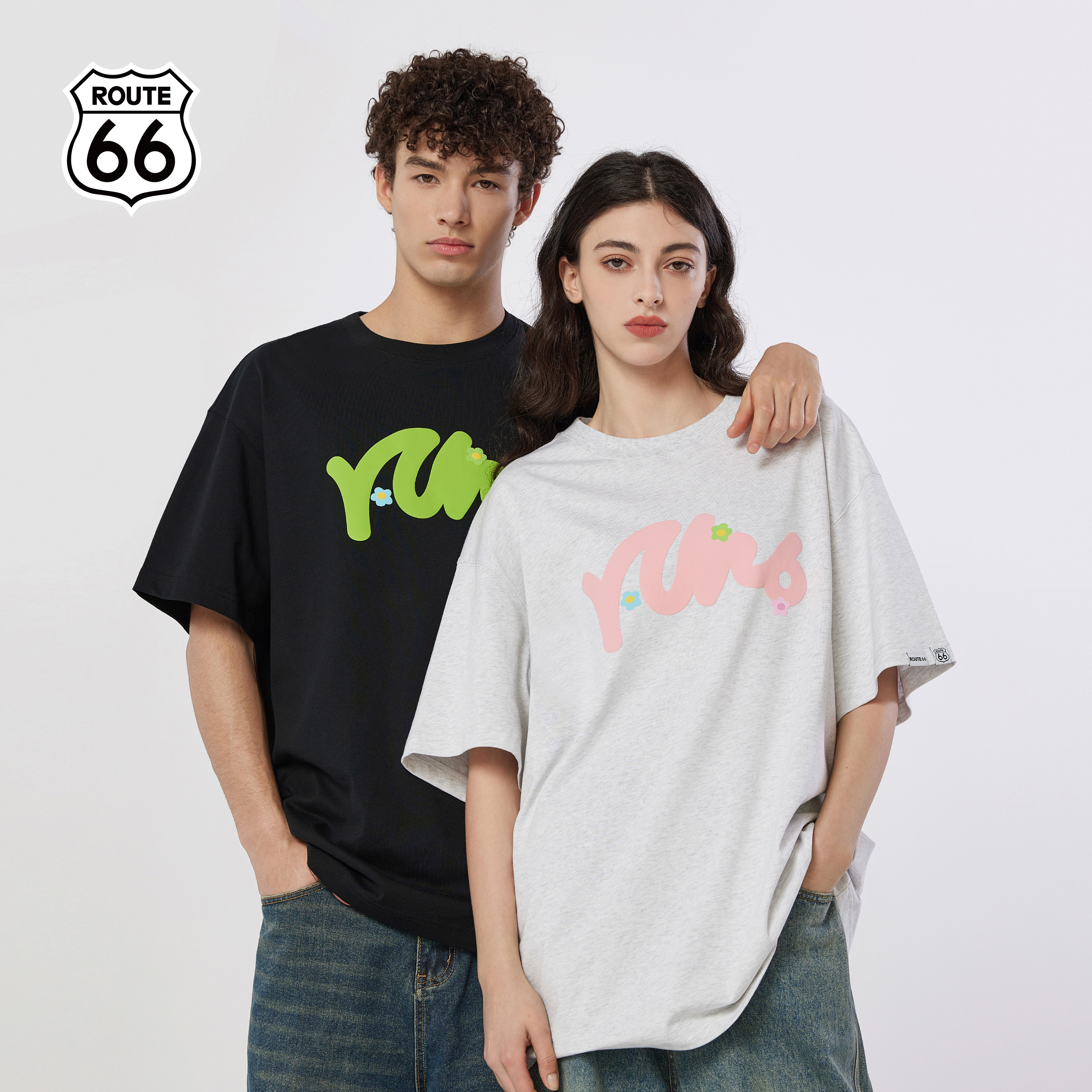 ROUTE66美式复古撞色T恤