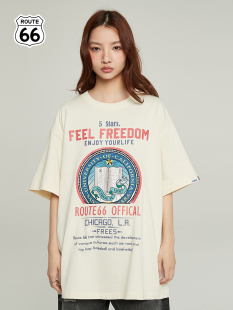 66号公路/ROUTE66夏季重磅310g短袖男体恤情侣装美式复古潮流t恤