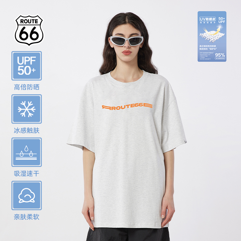ROUTE66美式字母印花T恤