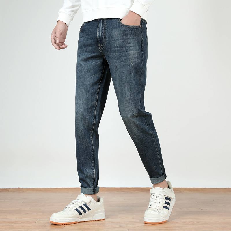 秋冬款新款牛仔裤男士韩版潮流修身弹力春秋季锥形小直筒学生裤子