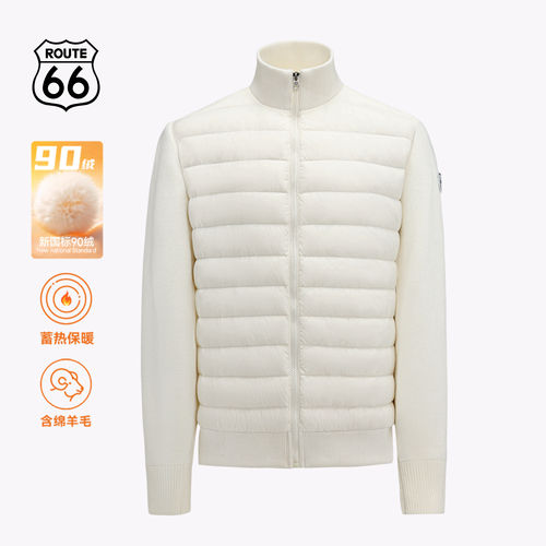 ROUTE66/66号公路羊毛针织拼接排骨羽绒服男女冬季轻薄内胆外套