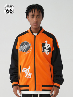 ROUTE66/outlets店 美式潮牌重磅460g棒球服男女款复古宽松情侣装