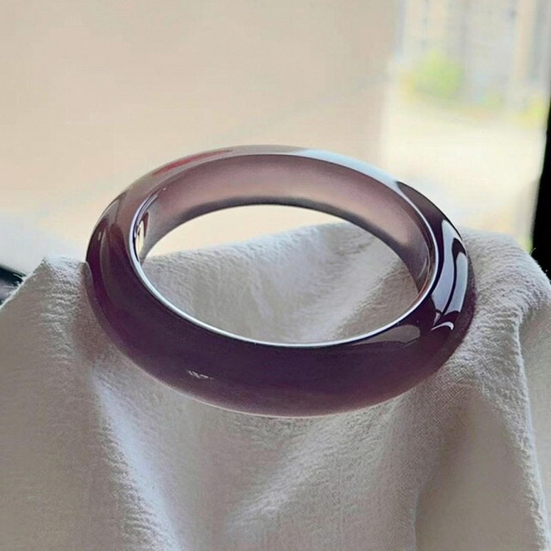 高冰种天然玉髓手镯正品帝王紫