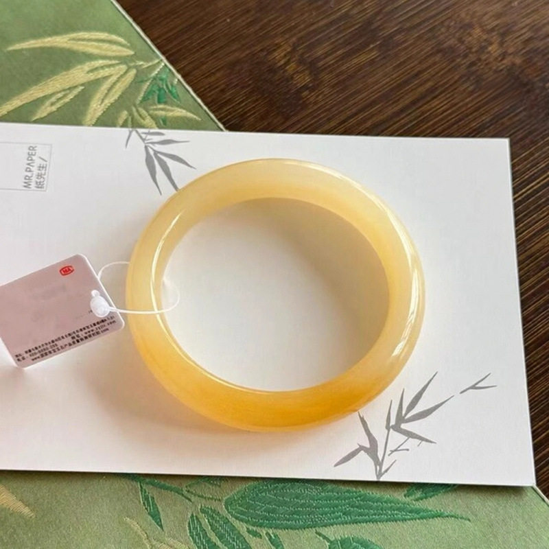 黄龙玉手镯冰种玉镯女天然玉石