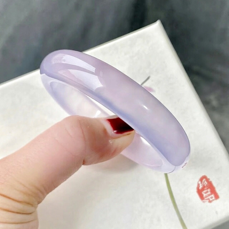 天然玛瑙手镯紫罗兰镯子冰飘