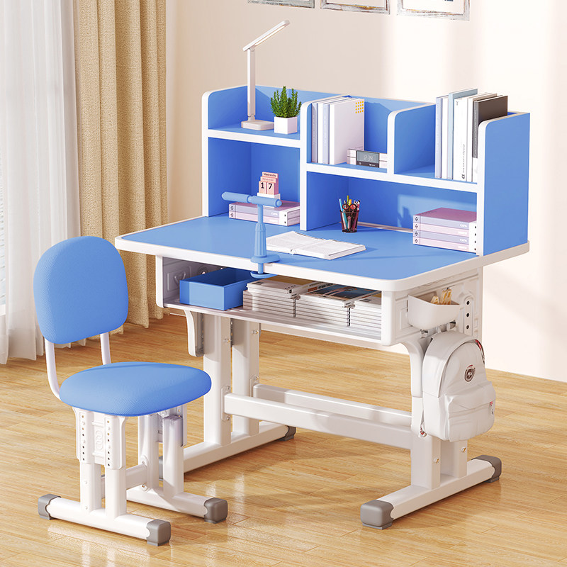 儿童书桌家用书桌学习桌可升降课桌椅简易带书架小学生写作业桌