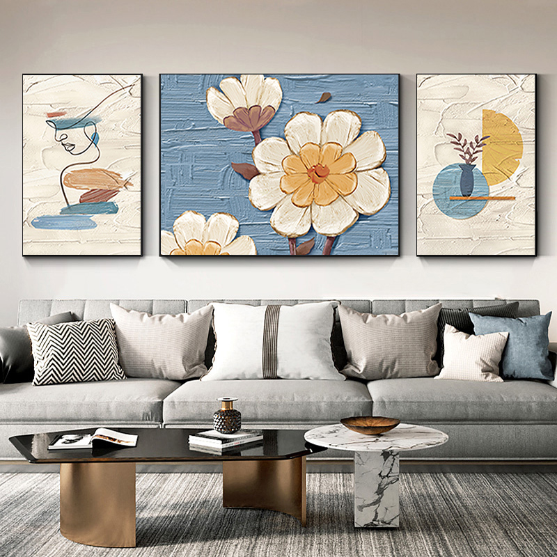 油画花朵客厅装饰画现代简约餐厅挂画立体花卉玄关壁画图片