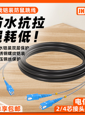 野战光缆光纤跳线LC-LC-SC-FC-ST双芯光纤线2芯室外单模铠装4芯野战尾缆防鼠防水2DLC转lc多模跳纤基站尾纤线