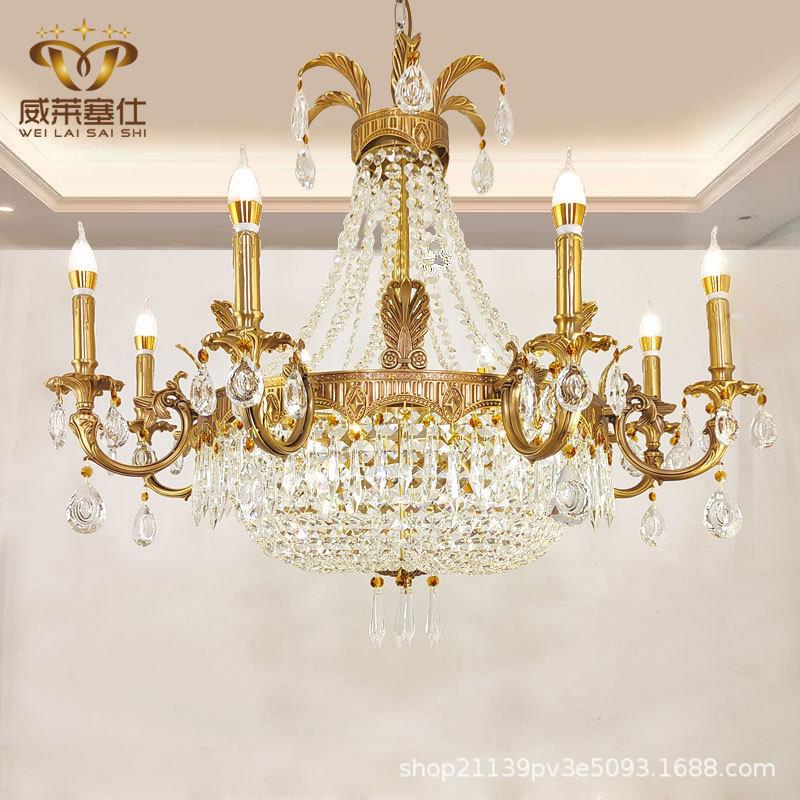 欧式全铜吊灯法式温馨客厅卧室餐厅灯别墅大气复式楼梯创意水晶灯