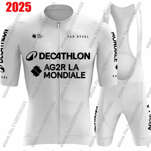Ag2r Team Cycling Jersey 2025 Set France White Black Clothin